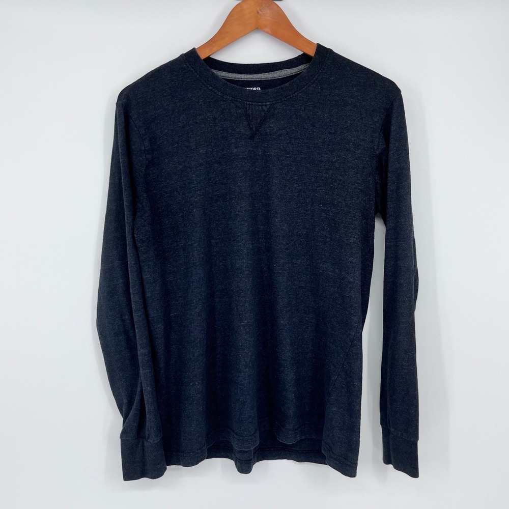 Ashford & Brooks Sleepwear Shirt Men Large Charcoal Gray Long Sleeve V-Stitch
